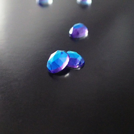 8x6mm Bermuda Blue Oval Faceted Czech Glass Stones - 8mm 8 x 6 mm - Rauten Rose Cabochons - 6 Pieces for Jewelry or Scrapbook Embellishments