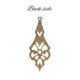 Art Deco Pendant Drops - Antiqued Brass Ox Pendants with Round Stone Setting - 2 Pieces - Solid, High Quality European Made Brass