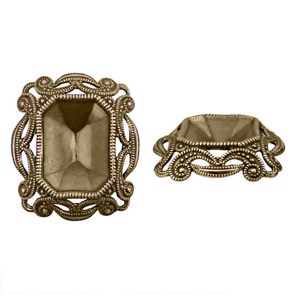 Filigree Setting for 18x13mm Octagon Stones - 1 Piece European Made Antiqued Brass Bronze Ox for Fully Faceted Fancy Rhinestones