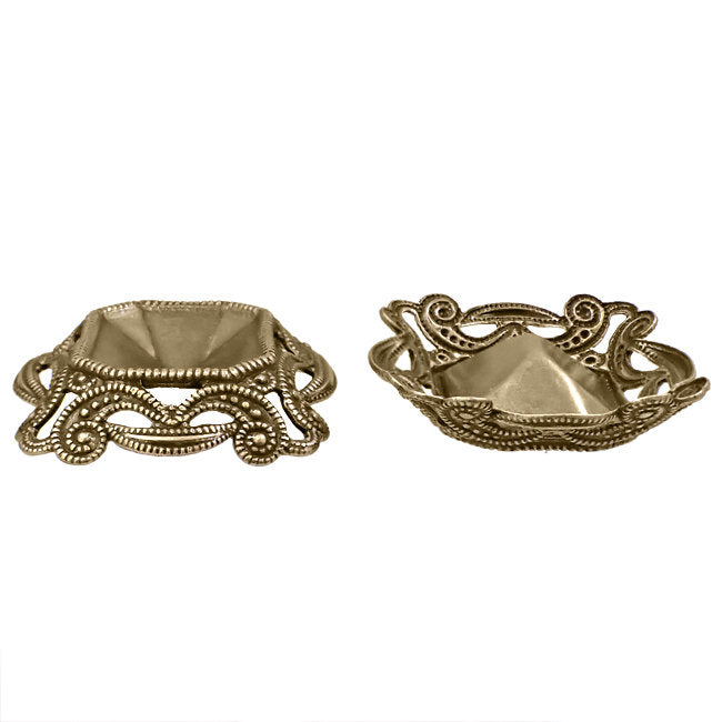 Filigree Setting for 18x13mm Octagon Stones - 1 Piece European Made Antiqued Brass Bronze Ox for Fully Faceted Fancy Rhinestones