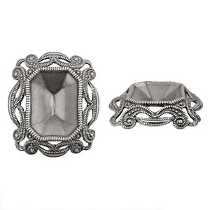 Filigree Setting for 18x13mm Octagon Stones - 1 Piece European Made Antiqued Silver Ox - For Fully Faceted Swarovski Fancy Rhinestones