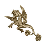 Mythical Winged Seahorse Stamping - Antiqued Brass Ox - Victorian Style Mythological Metal Embellishment Jewelry Component - 1 Piece - Left