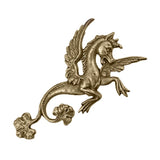 Mythical Winged Seahorse Stamping - Antiqued Brass Ox - Victorian Style Mythological Metal Embellishment Jewelry Component - 1 Piece - Right
