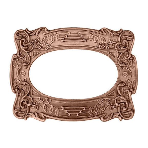 Large Antiqued Copper Ox Frame with Victorian Vines and Leaves Pattern - Shabby Vintage Style Scrapbooking Embellishment