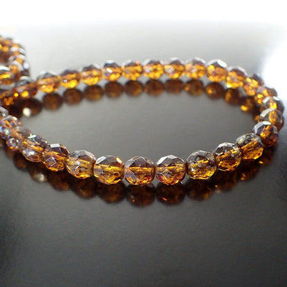 8mm Smoky Topaz Metallic Picasso Fire Polished Czech Glass Beads - 30 Pieces - Rustic Mottled Finish for Jewelry Making - 8 mm