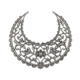 Large Lacy Floral Hoop Filigree - Antiqued Silver Ox - Intricate Flourish Crescent - Nickel Free - 1 Piece - High Quality European Brass