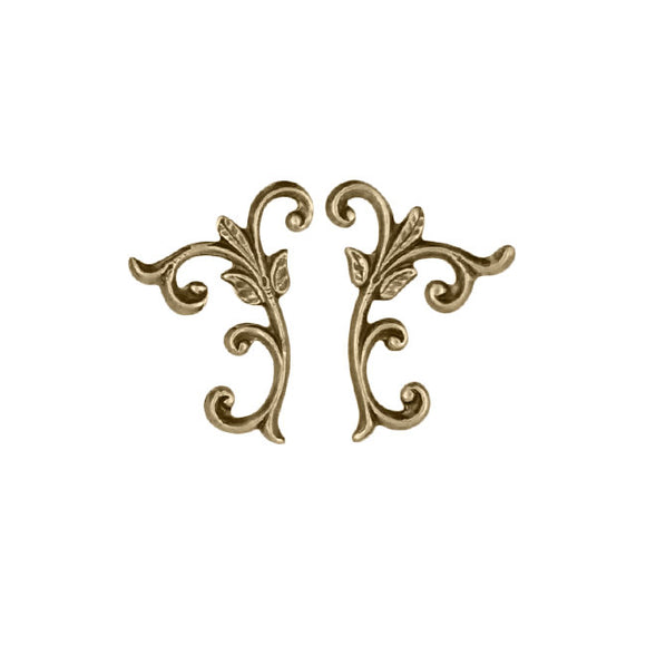Stampings - 2 Pairs of Flourishes Antiqued Brass Ox