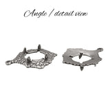 Floral Pronged Settings for 10x8mm Flat Back Stones and Cabochons - Antiqued Silver Ox with Prongs and Loop - Nickel Free - 2 Pieces