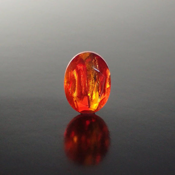 Fire Opal with Silver Foil Handmade Czech Glass Faceted Stones - 1 Piece - 18x13mm - Red and Yellow Topaz Doublet Fancy Stone