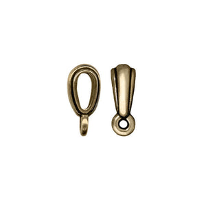 Tierracast Nouveau Sliding Bail - 4 Pieces - Antique Brass Oxide - Dark Bronze Ox Plated Pewter Bail USA Made - Lead Free Nickel Free