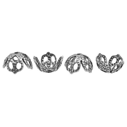 Antiqued Silver Ox Filigree Bead Caps - 12 Pieces - Vintage Style Jewelry Making Supplies and Findings