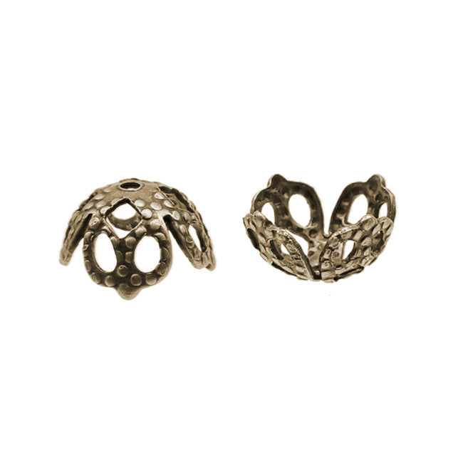 Antiqued Brass Ox Filigree Bead Caps - 12 Pieces - Vintage Style Jewelry Making Supplies and Findings