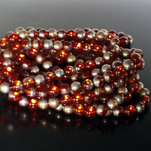 Reddish Topaz Capri Gold - Czech Smooth Round Pressed Glass Beads - 8mm Beads 20 Pieces