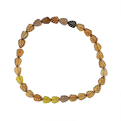 Topaz Brown Autumn Mix Leaf Beads with Metallic Gold Wash - Artisan Czech Pressed Glass - Pressed Beads - 10x8mm Assorted Colors - 15 Pieces