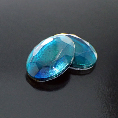 Czech Glass Flat Back Stones - 18x13mm Oval - Caribbean Blue