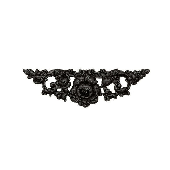 Medium Floral Stamping - Antique Black Ox - Victorian Art Nouveau Flourish Scrapbooking Metal Embellishment or Jewelry Base - 1 Piece
