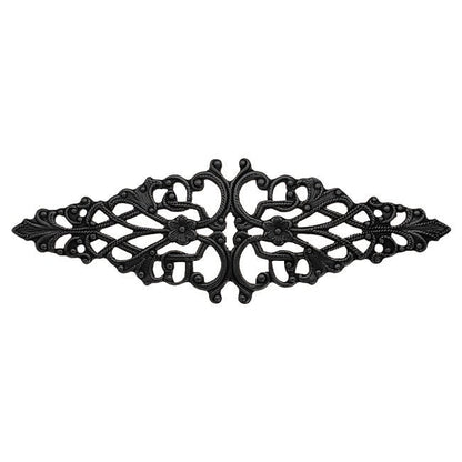Floral Filigree Bar Stamping - Vintage Victorian Style Antique Black Ox Finger Ring Base - Renaissance Steampunk Jewelry Supply - 2 Pieces