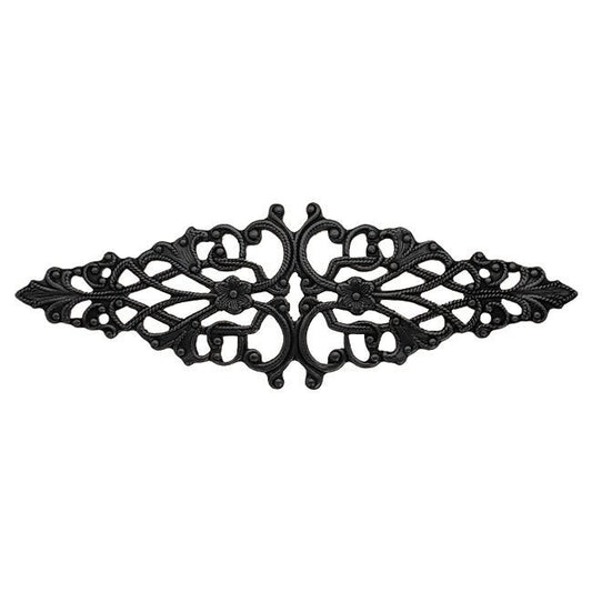 Floral Filigree Bar Stamping - Vintage Victorian Style Antique Black Ox Finger Ring Base - Renaissance Steampunk Jewelry Supply - 2 Pieces