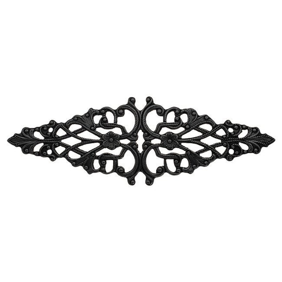 Floral Filigree Bar Stamping - Vintage Victorian Style Antique Black Ox Finger Ring Base - Renaissance Steampunk Jewelry Supply - 2 Pieces