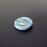 Czech Glass Buttons - 23mm Round Blue with Butterfly