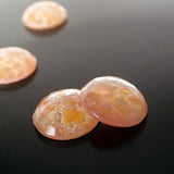 Peach Handmade Czech Glass Flat Back Stones - Faux Opal with Real Silver Foil - 16mm Round Faceted Stone - 1 Piece