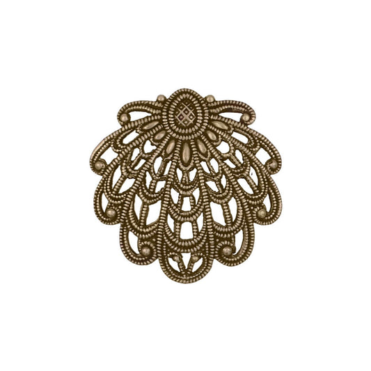 Lacy Sea Shell Shaped Filigree - Antiqued Brass Ox - Intricate Detail Dapt - Vintage Style - 1 Piece - High Quality European Brass