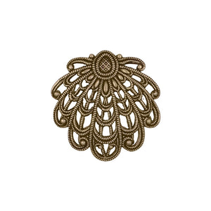 Lacy Sea Shell Shaped Filigree - Antiqued Brass Ox - Intricate Detail Dapt - Vintage Style - 1 Piece - High Quality European Brass