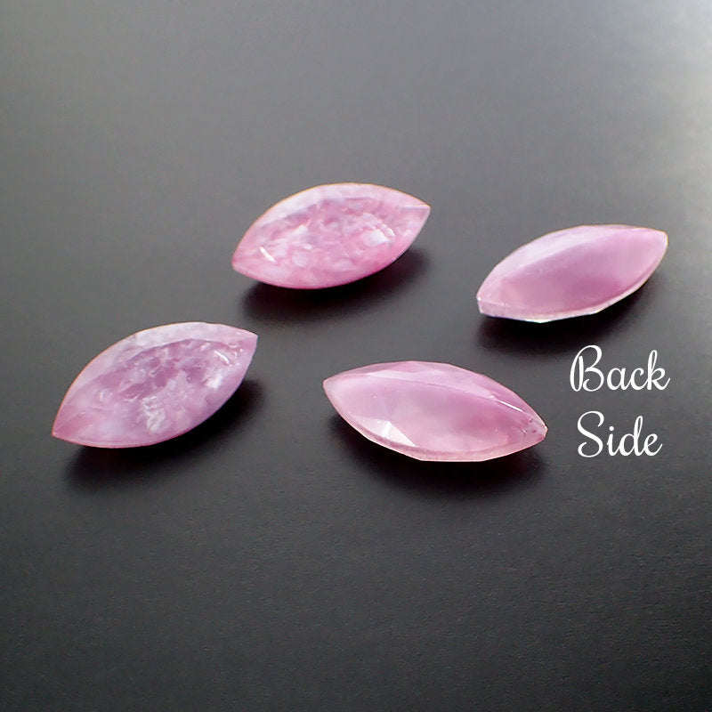 Pink Silk Matrix Navette Doublet - Rare Handmade Czech Glass Faceted Fancy Stone - 24 x 12 mm Rose Pink - 1 Piece