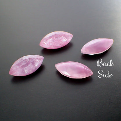 Pink Silk Matrix Navette Doublet - Rare Handmade Czech Glass Faceted Fancy Stone - 24 x 12 mm Rose Pink - 1 Piece