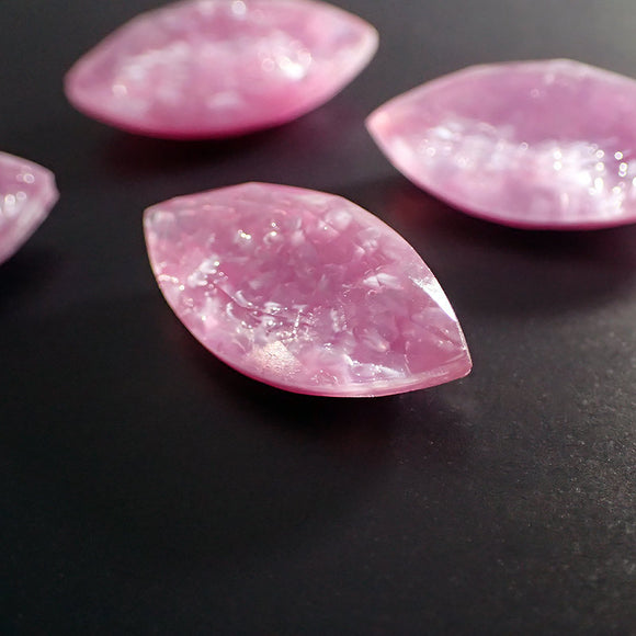 Pink Silk Matrix Navette Doublet - Rare Handmade Czech Glass Faceted Fancy Stone - 24 x 12 mm Rose Pink - 1 Piece