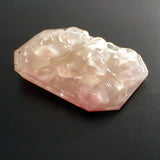 Peach Pink Octagon Shaped Cameo with Rose - Rare Handmade Czech Glass Flat Back Cabochon Embellishments - Water Effect - 1 Piece