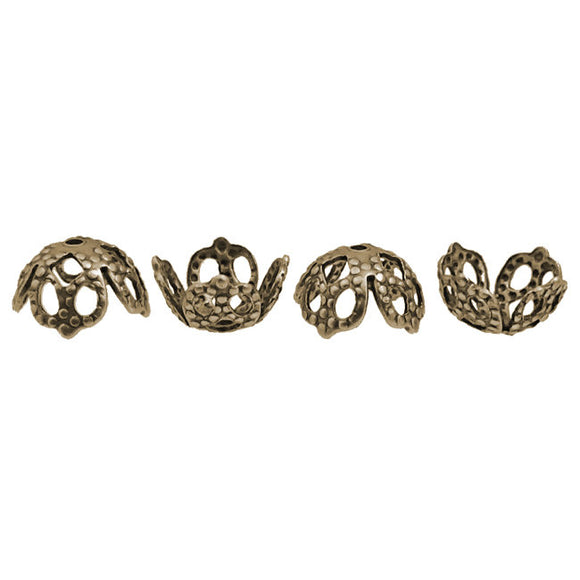 Antiqued Brass Ox Filigree Bead Caps - 12 Pieces - Vintage Style Jewelry Making Supplies and Findings