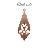 Fabulous Art Deco Pendant Drop - Antiqued Copper Ox Pendant with Round Stone Setting - 2 Pieces - European Made Brass