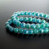 Turquoise Blue Green Lustered Pressed Glass Smooth Round Druk Beads - 6mm - Transparent and Opaque Mix - One Strand of 21 Beads