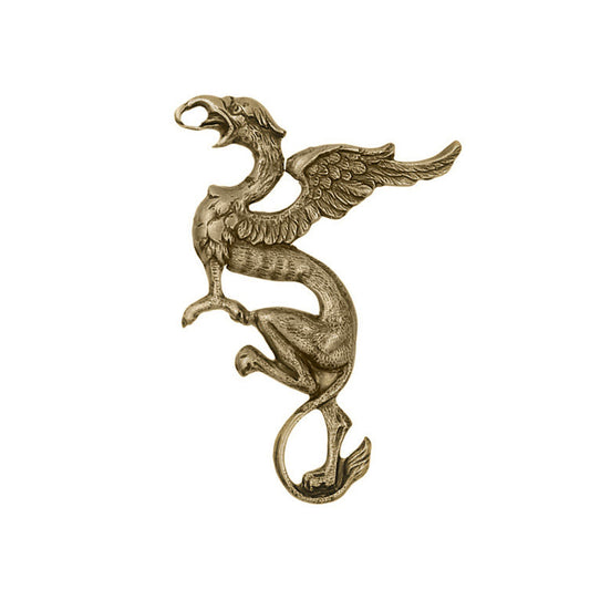 Mythical Griffin Stamping - Antiqued Brass Ox - Victorian Style Creature Metal Embellishment or Jewelry Component - 1 Piece - Left