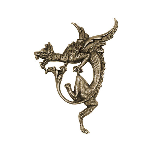Mythical Creature Stamping - Antiqued Brass Ox - Victorian Style Metal Embellishment or Jewelry Component - 1 Piece - Left