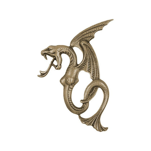 Mythical Winged Serpent Creature Stamping - Antiqued Brass Ox - Victorian Style Metal Embellishment or Jewelry Component - 1 Piece - Left