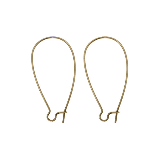 Antiqued Brass Ox Kidney Ear Wires Nickel Free - Medium Size 1.5 Inches Long 24 Pieces