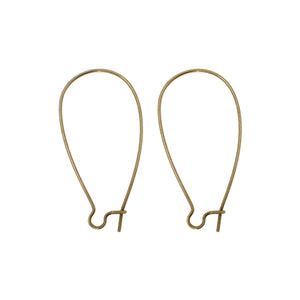 Antiqued Brass Ox Kidney Ear Wires Nickel Free - Medium Size 1.5 Inches Long 24 Pieces