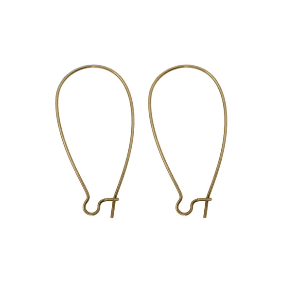 Antiqued Brass Ox Kidney Ear Wires Nickel Free - Medium Size 1.5 Inches Long 24 Pieces