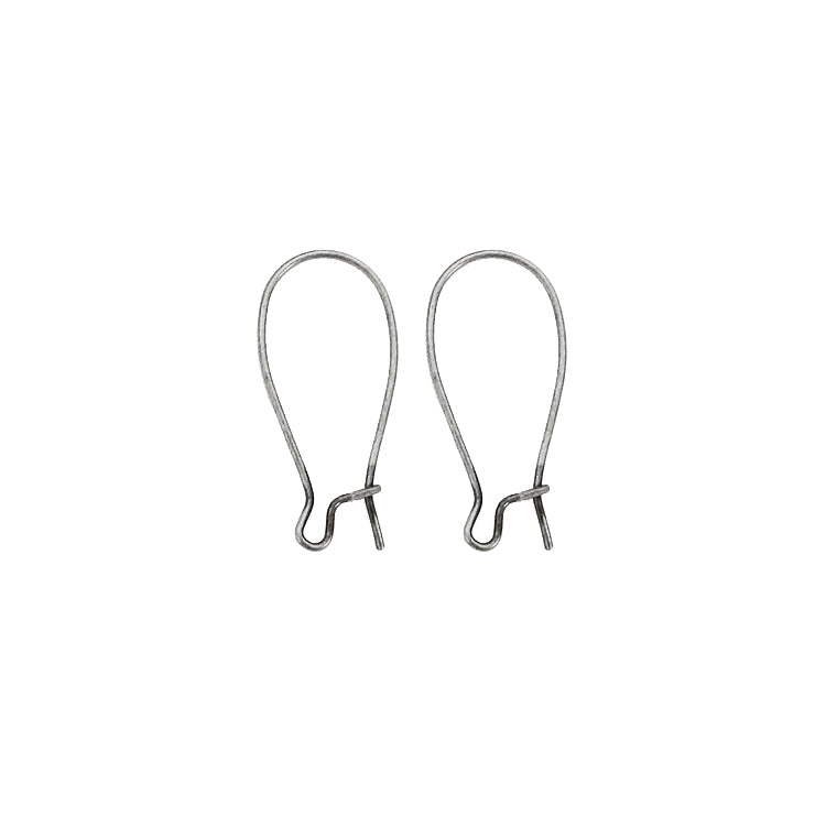 Antiqued Silver Ox Kidney Ear Wires Nickel Free - Small Size 1 Inch Long 