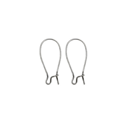 Antiqued Silver Ox Kidney Ear Wires Nickel Free - Small Size 1 Inch Long 