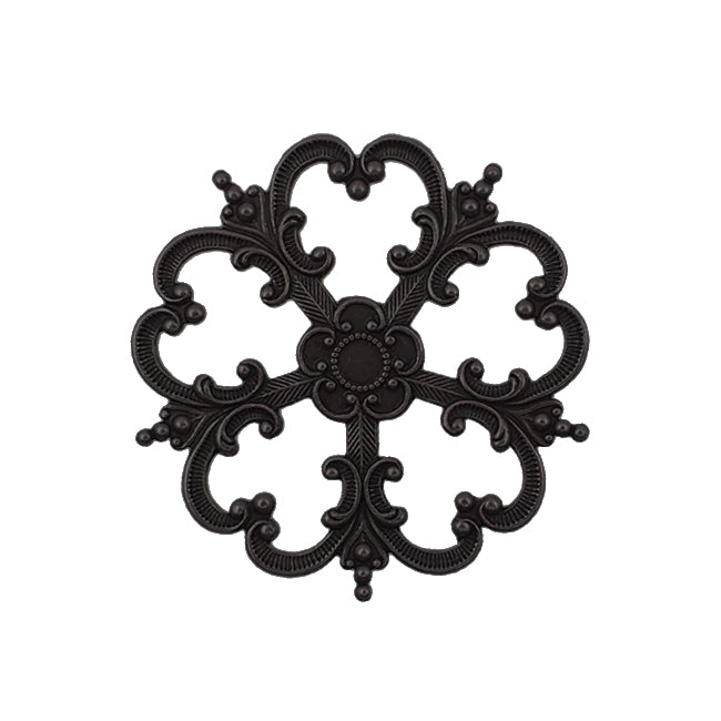 Elaborate Ornament Stamping with Heart Shaped Petals Black Brass