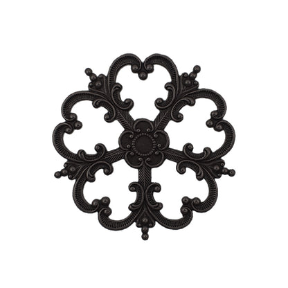 Elaborate Ornament Stamping with Heart Shaped Petals Black Brass