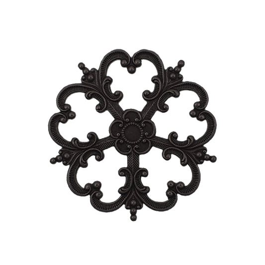Elaborate Ornament Stamping with Heart Shaped Petals Black Brass