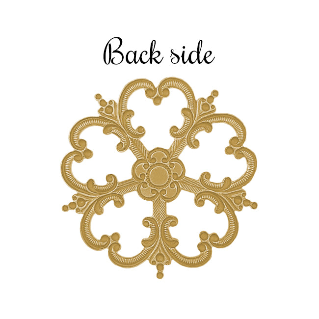 Elaborate Ornament Stamping with Heart Shaped Petals - Raw Brass