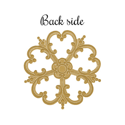 Elaborate Ornament Stamping with Heart Shaped Petals - Raw Brass
