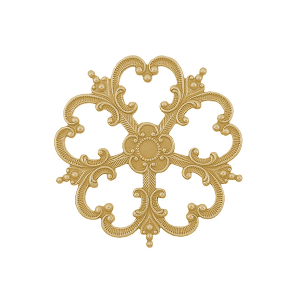 Elaborate Ornament Stamping with Heart Shaped Petals Raw Brass