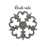 Elaborate Ornament Stamping with Heart Shaped Petals - Antiqued Silver Ox