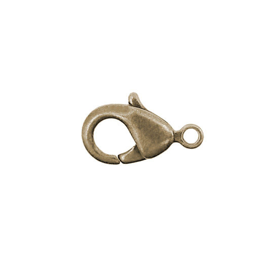 USA Finished Antiqued Brass Ox Lobster Claw Jewelry Clasps - 12x7mm 10 Pieces